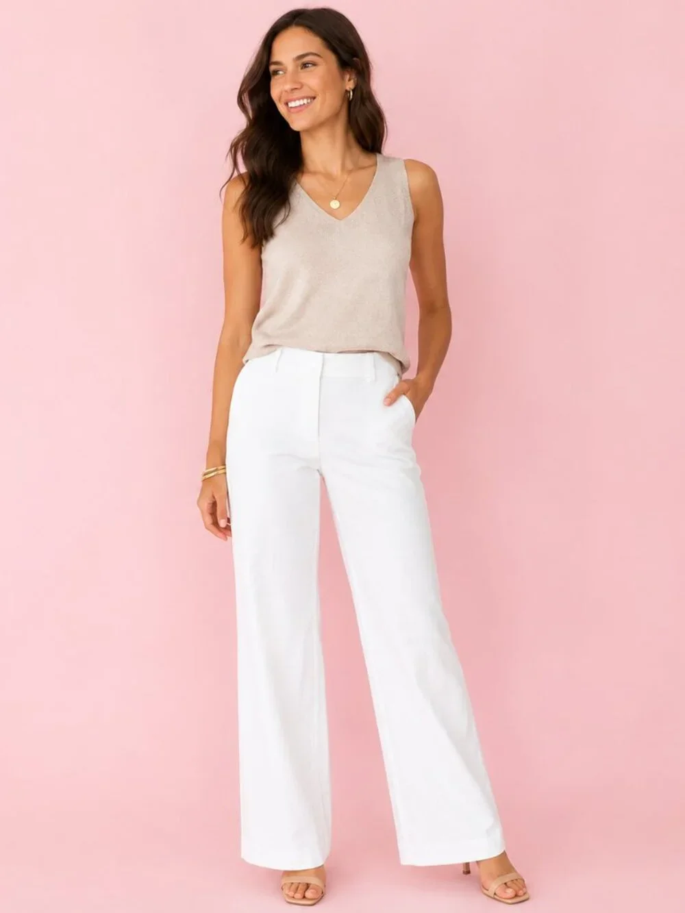 Ann Taylor Petites Lindsay White Wide Leg Pants | Size 2P